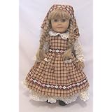 Long Winter Pioneer School Work Dress with Apron & Hair Bandana Scarf Doll Clothes Gown Outfit Fits American Girl 18' Doll Kirsten