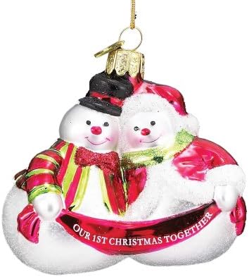 Noble Gems Kurt Adler 3-1/2-Inch Glass Our First Christmas Snow Couple Ornament