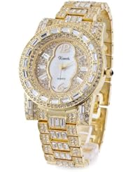 *Wow* Ladies / Men 18k Gold Plated Bling Watch Made with Swarovski Elements
