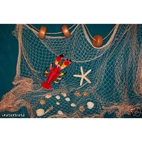 10 X 8 Ft New Decorative Fish Net, Fishing Net, Seashells, Lobster, Rope, Floats for Nautical Decor Display