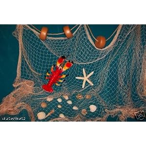 Click to buy Maine Wedding Venues: Decorative Fish Net, Fishing Net, Seashells, Lobster, Rope, Floats for Nautical Decor Display from Amazon!