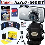Canon Powershot A3300 IS 16 MP Digital Camera (Silver) + 8GB Accessory Kit
