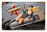 Russian Nose Art Pinup Girls Vintage Metal Sign - Victory Vintage Signs
