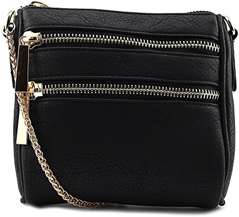 Violet Ray Lizzi Triple Zip Crossbody Women Black Messenger NWT