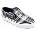VANS Classic Slip-On Patchwork Plaid Skate Shoes Black