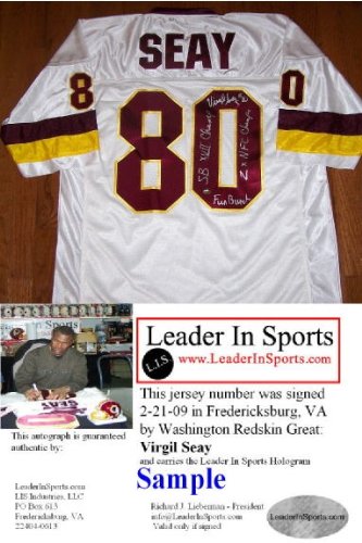 Virgil Seay Autographed Jersey - Washington Redskins Super Bowl Champion