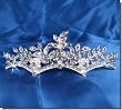 Bridal Wedding Tiara Comb With Crystal Leaves and Pearls C6505