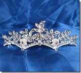 Bridal Wedding Tiara Comb With Crystal Leaves and Pearls C6505