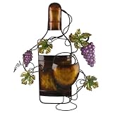 Contemporary Metal Wall Art - Wine Bottle, Glass & Grapes