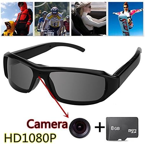 New Polarized Sunglasses HD 1080P 5MP Mini Camera Digital Video Recorder DV Eyewear Camcorder Audio-Support TF Card(with 8G TF card)