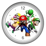 Silver Wall Clock of Super Mario Bros. Mario and Luigi Wario and Yoshi