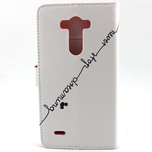G3 Case, LG G3 Wallet Case, Jenny Shop Fashion Style Double Side Print Pattern PU Leather Stand Feather Flip Cover Case with Built-in Card Slots, Cash Pocket and Magnetic Closure (Never Stop Dreaming)