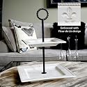 Fleur-de-Lis Plate Stand Antique White and Black with Brushed Copper Finish