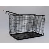 Best Pet Black 42 Triple-Door Suitcase Style Folding Metal Dog Crate with Metal Pan -...