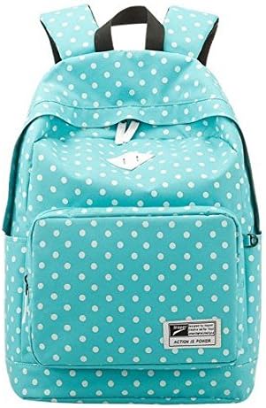 Yilupxuan Women Girls Canvas Polka Dot School Student Backpacks Kids Travel Bags Blue