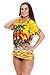 Funky Hawaiian Blouse Women Short-Sleeve Front-Pocket Surf Beach Sun Yellow