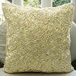 Thats Satin Ribbon - Throw Pillow Covers - Silk Pillow Cover with Ivory Satin Ribbon Embroidery