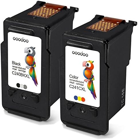 AOODOO Remanufactured Ink Cartridge Replacement For Canon PG 240XL 5206B001 CL 241XL 5208B001 High Yield 1 Black 1 Tri Color 2 Pack With Ink Level Display Indicator 5206B001 5208B001 High Yield