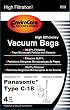 Panasonic Type C-18 Micro-Allergen Cloth Bags 4-Pack, Compare with Panasonic Part# AMC-J3EP Canister Replacement Bag for MC-CG885