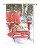 Outdoor Living : Winter Adirondack Silk Reflections Regular Size Flag