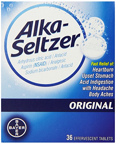 Alka-Seltzer Original Effervescent Tablets with Aspirin, 36-count Boxes (Pack of 3)