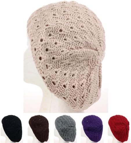 Thick Trendy Fashion Knitted Beret Hat with Drop Pattern for Women, Many Colors