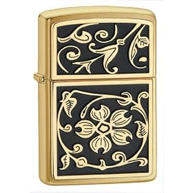 Zippo Gold Floral Flush Emblem Lighter: Sports &amp; Outdoors
