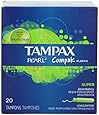 Tampax Pearl Compak Plastic, Super Absorbency, Unscented Tampons, 20 Count (Pack of 4)