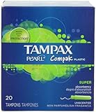 Tampax Pearl Compak Plastic, Super Absorbency, Unscented Tampons, 20 Count (Pack of 4)