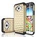 Tekcoo Galaxy Sky Case, J3/J3 V Case, Express Prime Case, Amp Prime Case, [Tstar] [Champagne Gold] Studded Rhinestone Crystal Bling Rubber Defender Plastic Rugged Hard Cover for Samsung Galaxy Sol
