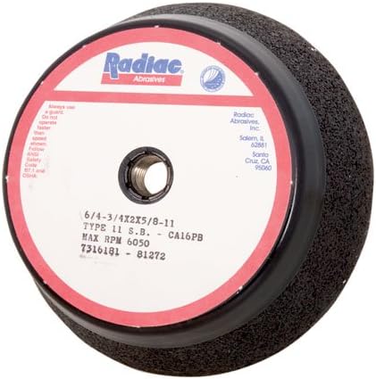 Radiac Abrasive RAD-7316181 Resinoid Flaring Cup Wheel 6/4-3/4 x 2 x 5/8-11, Type 11S