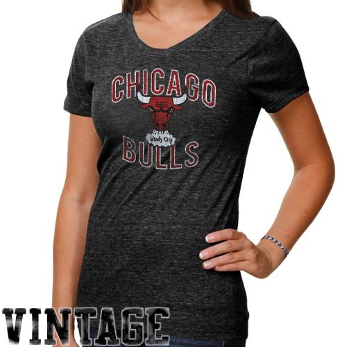 NBA '47 Brand Chicago Bulls Ladies Runner T-Shirt - Charcoal (Large)