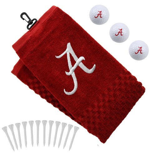 Alabama Crimson Tide Embroidered Golf Towel, Golf Balls Tees Gift Set