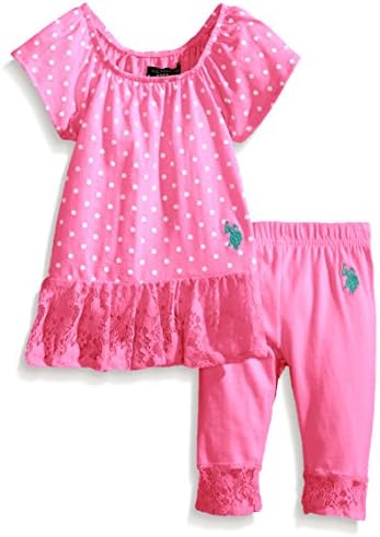 U.S. Polo Assn. Baby Girls' Flutter Sleeve Top and Capri Leggings