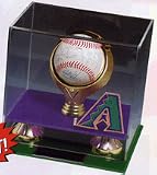 Single Baseball Display Case with Gold Glove, Embroidered Team Logo and Team Colors