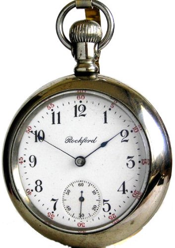 #IK5C Rockford Antique Large Mans Pocket Watch 18 Size 17 Jewels Nickel Case Ca 1910