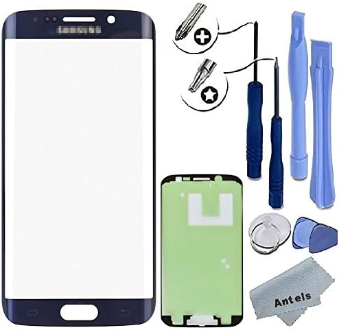 Antels Front Outer Glass Lens Screen Replacement For Samsung Galaxy S6 Edge SM-G920 G925A G925P G925T G925V G925R4 G925F + Tool Kit + Adhesive Tape + Cloth (Blue)