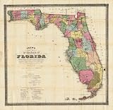 1870 LARGE DETAILED SURVEY WALL MAP FLORIDA