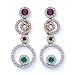 14K Tri Color Gold 2/3 ct. Diamond and 5/8 ct. Multi Color Gemstone Fashion Earrings