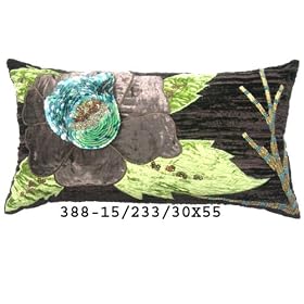 Decorative cushion cover or throw pillow from India - Dark Brown color with floral sequin... by thisIndia