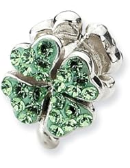 Sterling Silver Light Green Swarovski Elements Clover Charm Bead Fits Pandora Chamilia Biagi Bracelet
