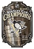 Pittsburgh Penguins 3 Time Champ Wood Sign