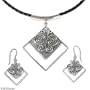 Leather jewelry set, 'Butterfly Groove' 16.5" L