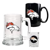 Denver Broncos NFL 15oz Tankard, 15oz Ceramic Mug & 2oz Shot Glass Set - Primary Logo