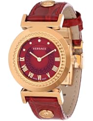 Versace Womens P5Q80D800  S800 Vanity Rose Gold Ion-Plated Stainless Steel Red Sunray Dial Watch