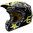 Fox Racing Rockstar Youth Boys V1 Motocross Motorcycle Helmet w/ Free B&F Heart Sticker Bundle - Black/Yellow