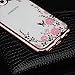 Galaxy S6 Edge Case,NSSTAR Pink Butterfly Floral Flower Bling Crystal Rhinestone Diamonds Clear Rubber Rose Plating Frame Soft TPU Silicone Protective Bumper Case Cover for Samsung Galaxy S6 Edge