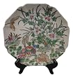 Decorative Chinese hand painted porcelain plate, scalloped edge - Lovebirds