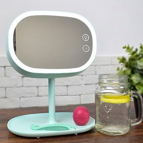 MADKING 2 in 1 Lighted Makeup Mirror with LED Table Lamp Battery Operated Movable Lighted Vanity Mirror (Mint Green)