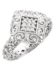 14K White Gold Diamond Sculptured-Style Ring - 0.14 Ct. -- LIFETIME WARRANTY